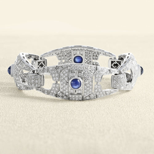 Bracelet Bracelet - Bracelet articulé en or blanc, saphirs et diamants cabochon 58 Facettes 62100027