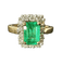 Bague 48 Bague vintage - Émeraude et diamants en or jaune 18 carats 58 Facettes Bague 004
