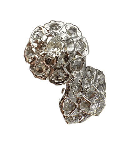 Bague 51 Bague Toi & Moi florale en or 18 carats et diamants 58 Facettes Bague 005