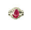 Bague 55.5 Bague - Rubis ovale env. 2 ct et diamants en or blanc 18 carats 58 Facettes Bague 008