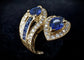 Bague 54.5 Bague - Saphirs poire et calibrés, diamants en or jaune 18 carats 58 Facettes Bague 009