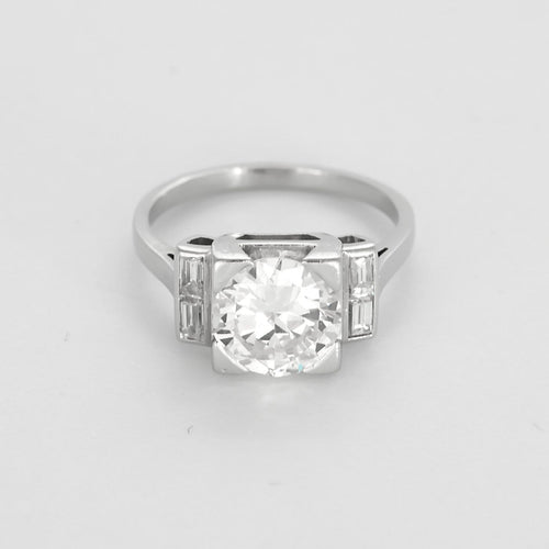 Bague 54 Bague solitaire or gris et diamant taille ancienne 2.28 carats environ 58 Facettes 260214