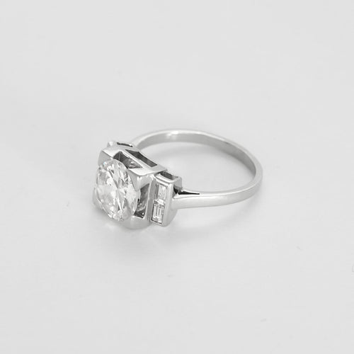 Bague 54 Bague solitaire or gris et diamant taille ancienne 2.28 carats environ 58 Facettes 260214