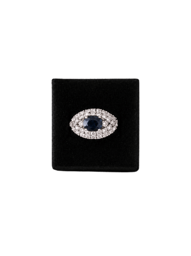 Bague 51.5 Bague saphir et diamants en or gris 18K 58 Facettes LP1889/PUNB