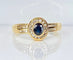Bague 56 Bague en or jaune 18 carats avec saphir et diamants 58 Facettes AB717