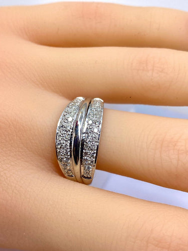 Bague 61 Bague jonc en or 18 carats et diamants 58 Facettes AB718