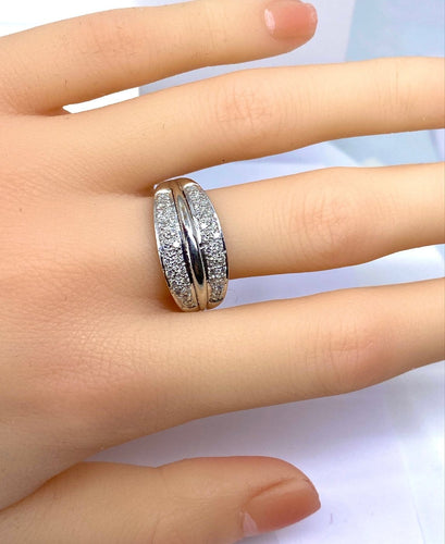 Bague 61 Bague jonc en or 18 carats et diamants 58 Facettes AB718