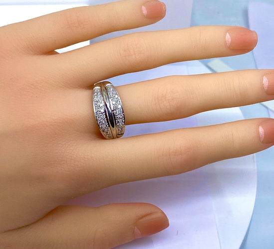 Bague 61 Bague jonc en or 18 carats et diamants 58 Facettes AB718