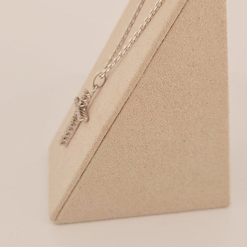 Collier Chaîne et croix en or blanc 18 carats avec diamants 58 Facettes 2752781