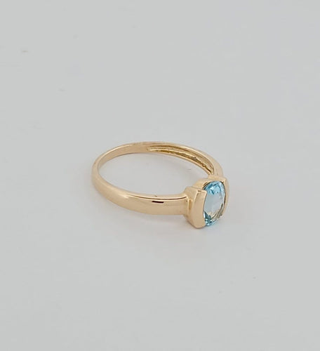 Bague 55.5 Bague aigue-marine en or jaune 18 carats 58 Facettes 3042179