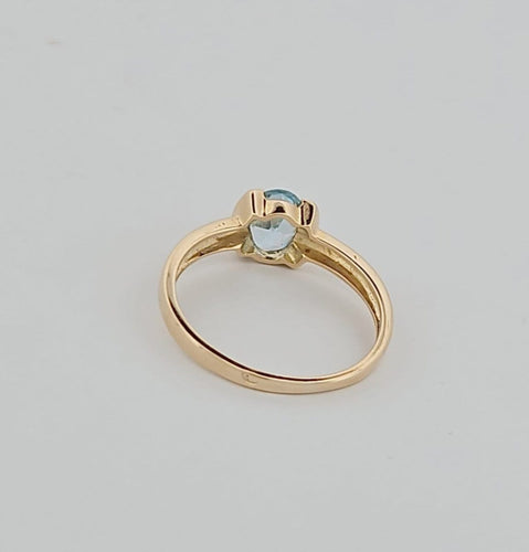 Bague 55.5 Bague aigue-marine en or jaune 18 carats 58 Facettes 3042179