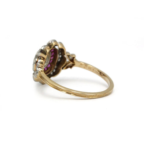 Bague 60 Bague cocktail ancienne en or 750 et platine, diamants et rubis 58 Facettes 1406