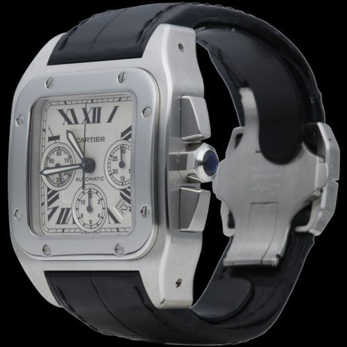 Montre Cartier Santos 100 XL - Montre chronographe automatique en acier 58 Facettes MT46655
