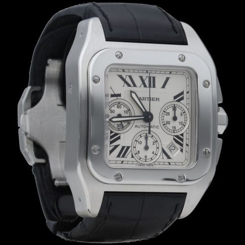 Montre Cartier Santos 100 XL - Montre chronographe automatique en acier 58 Facettes MT46655