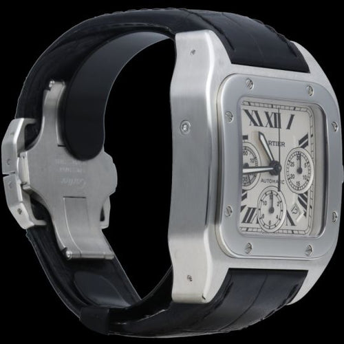 Montre Cartier Santos 100 XL - Montre chronographe automatique en acier 58 Facettes MT46655