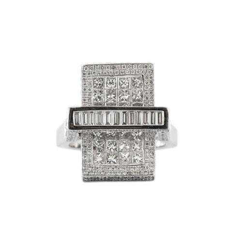 Bague 63 Bague rectangulaire en or blanc et diamants 58 Facettes BO/230027 RIV