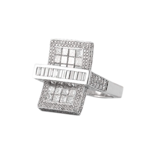 Bague 63 Bague rectangulaire en or blanc et diamants 58 Facettes BO/230027 RIV