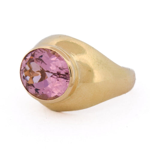 Bague 53 Bague vintage en or jaune 18 ct avec tourmaline 58 Facettes AN609 (00719)
