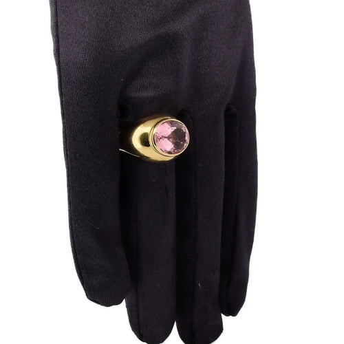Bague 53 Bague vintage en or jaune 18 ct avec tourmaline 58 Facettes AN609 (00719)