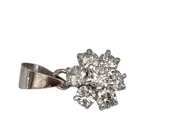 Pendentif Pendentif rosette en or blanc 14 ct et diamants 58 Facettes pendant