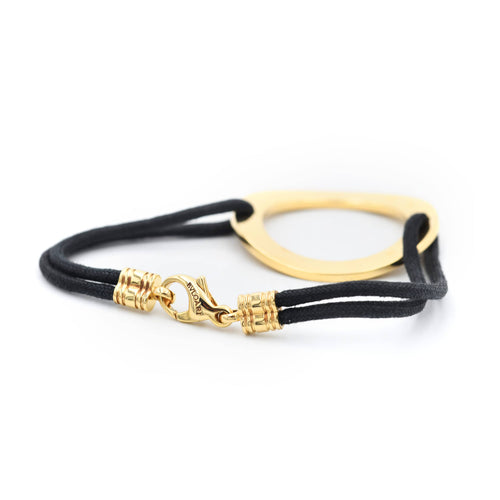 Bracelet Bracelet Bulgari en or jaune avec cordon noir 58 Facettes 22920