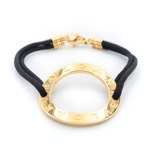 Bracelet Bracelet Bulgari en or jaune avec cordon noir 58 Facettes 22920