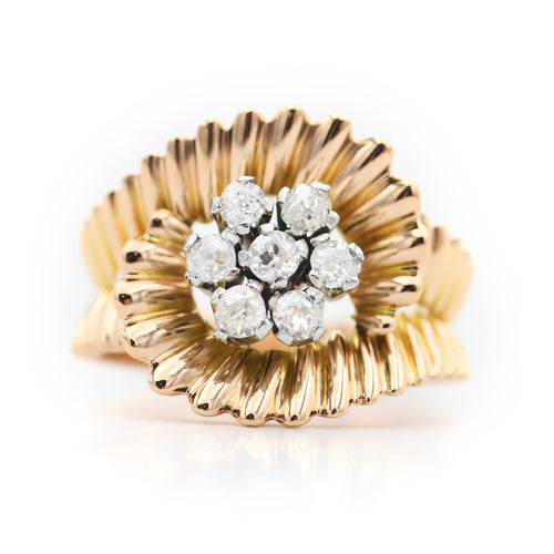 Bague Bague vintage en or jaune avec diamants taille rose 0,35 ct 58 Facettes 22932