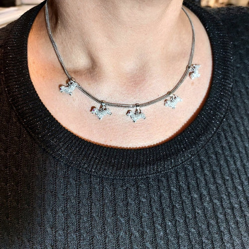 Collier Collier ras-du-cou - Bassots en or blanc et diamants 1,24 ct 58 Facettes G3937