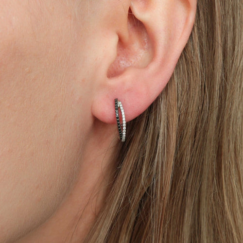 Boucles d'oreilles Créoles ovales - Boucles d’oreilles en or blanc 18 carats et diamants 58 Facettes P1L4