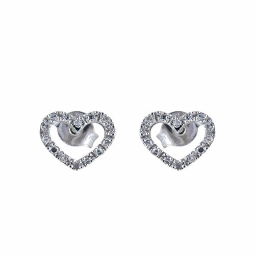 Boucles d'oreilles Boucles d’oreilles cœur en or blanc et diamants 58 Facettes P1L9