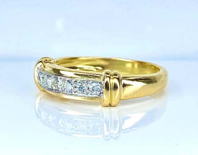 Bague 55 Bague jonc - Or jaune 18 carats et diamants 58 Facettes AB721