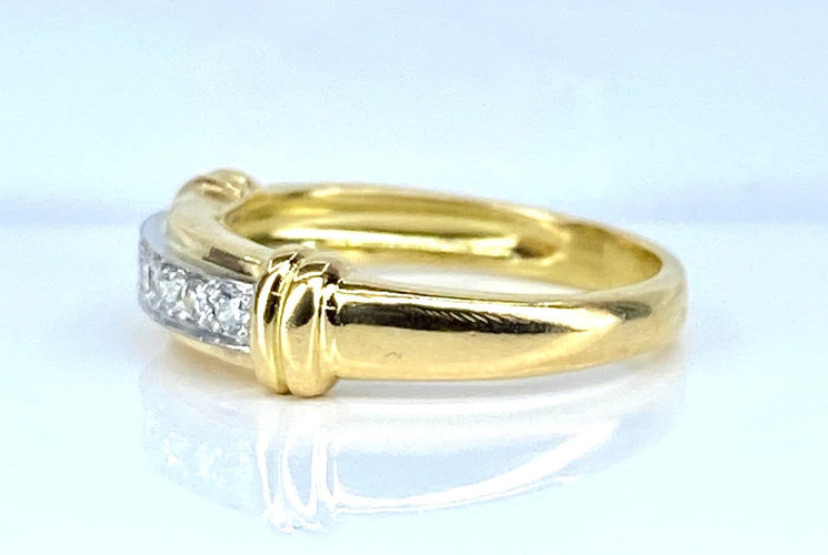 Bague 55 Bague jonc - Or jaune 18 carats et diamants 58 Facettes AB721