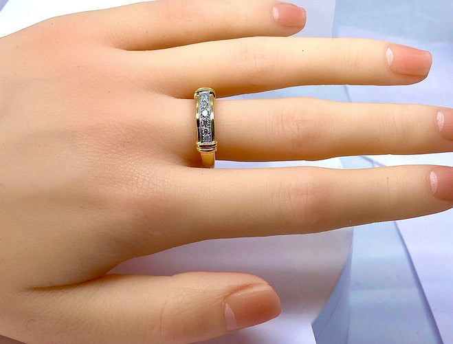 Bague 55 Bague jonc - Or jaune 18 carats et diamants 58 Facettes AB721