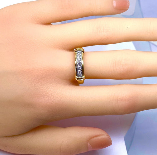 Bague 55 Bague jonc - Or jaune 18 carats et diamants 58 Facettes AB721