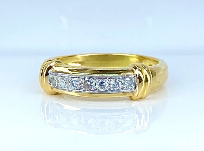 Bague 55 Bague jonc - Or jaune 18 carats et diamants 58 Facettes AB721