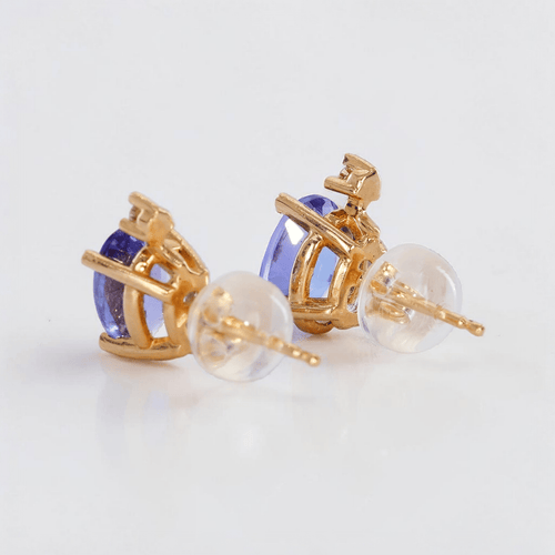 Boucles d'oreilles Boucles d'oreilles en or jaune 18 kt, tanzanites et diamants 58 Facettes E007