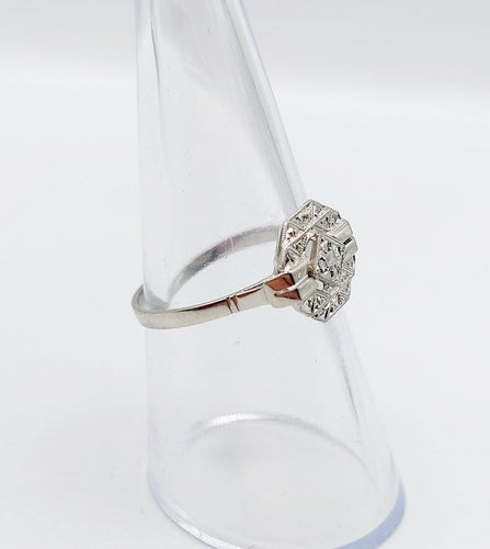 Bague 55 Bague Art déco en or blanc 18k et platine avec diamant taille rose 58 Facettes A07127