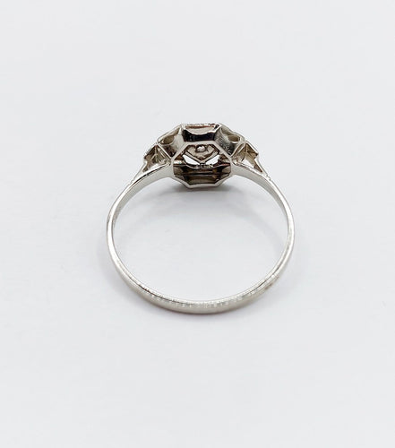 Bague 55 Bague Art déco en or blanc 18k et platine avec diamant taille rose 58 Facettes A07127