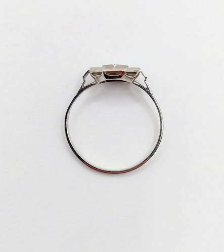Bague 55 Bague Art déco en or blanc 18k et platine avec diamant taille rose 58 Facettes A07127