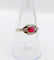 Bague 56.5 Bague Art déco en or blanc 18k avec pierre rouge 58 Facettes A07130