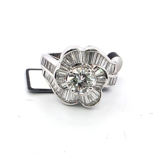 Bague 54 Bague bande en or blanc 18 ct avec diamants 58 Facettes 294/26 Z
