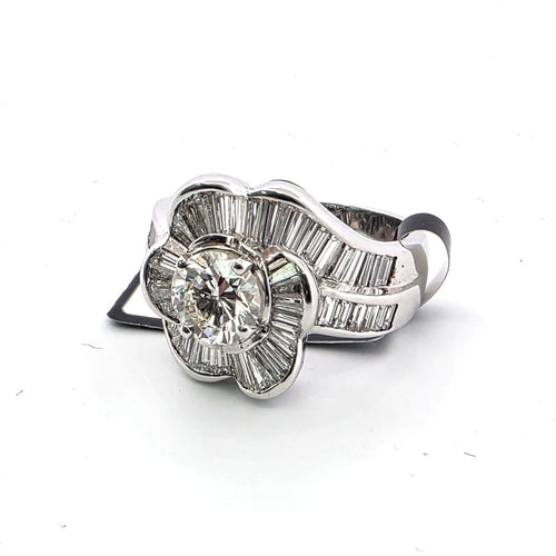 Bague 54 Bague bande en or blanc 18 ct avec diamants 58 Facettes 294/26 Z