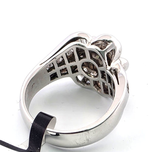 Bague 54 Bague bande en or blanc 18 ct avec diamants 58 Facettes 294/26 Z