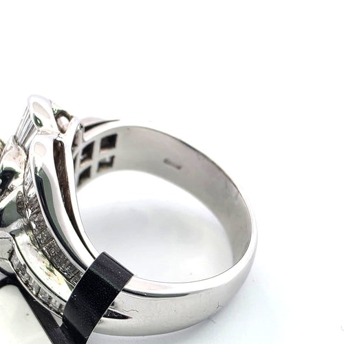 Bague 54 Bague bande en or blanc 18 ct avec diamants 58 Facettes 294/26 Z