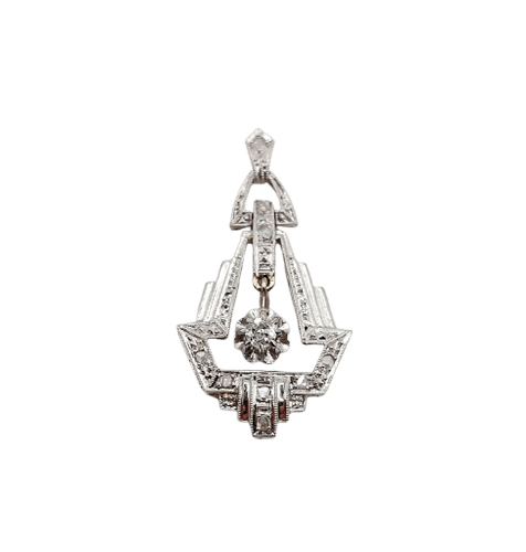 Pendentif Pendentif Art déco en or blanc 18k et platine, diamants 58 Facettes A07146