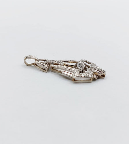 Pendentif Pendentif Art déco en or blanc 18k et platine, diamants 58 Facettes A07146