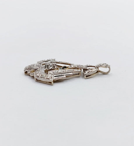 Pendentif Pendentif Art déco en or blanc 18k et platine, diamants 58 Facettes A07146