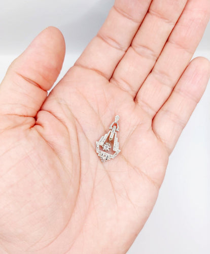 Pendentif Pendentif Art déco en or blanc 18k et platine, diamants 58 Facettes A07146