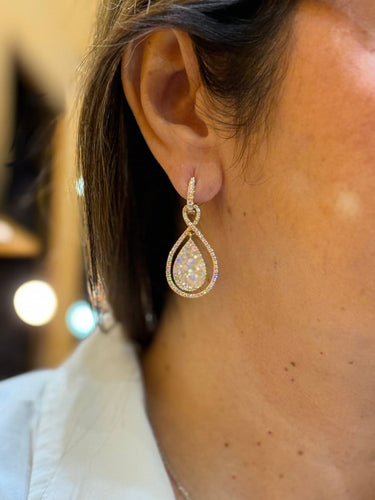 Boucles d'oreilles Edouard Nahum - Boucles d'oreilles modulables en or rose et diamants 58 Facettes en