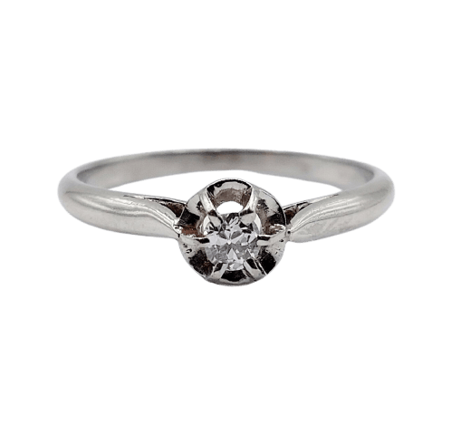 Bague 50.5 Bague solitaire Art déco en platine et diamant taille ancienne 0,10 ct 58 Facettes A07167